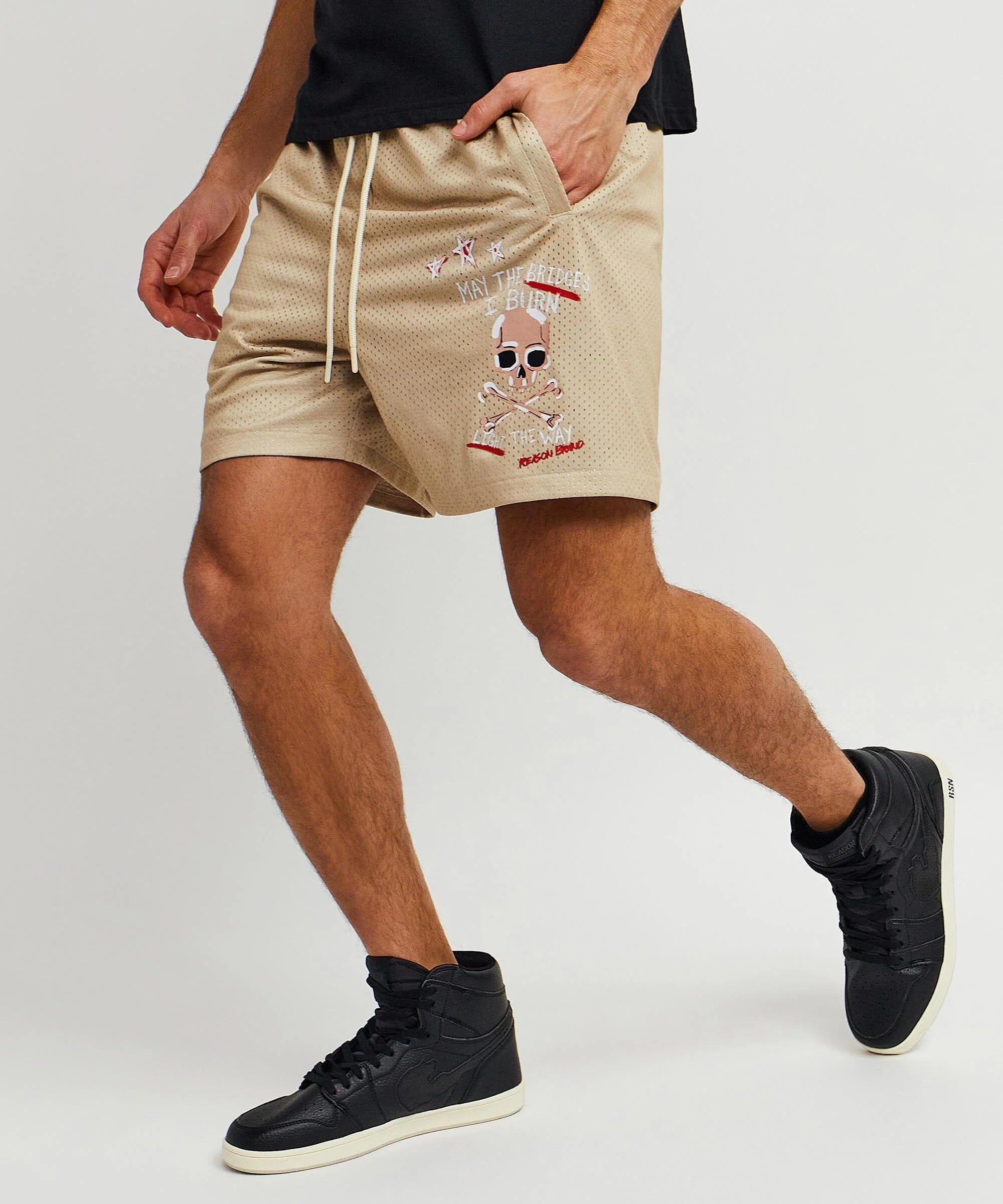 Burn Mesh Shorts - Khaki - Image 4