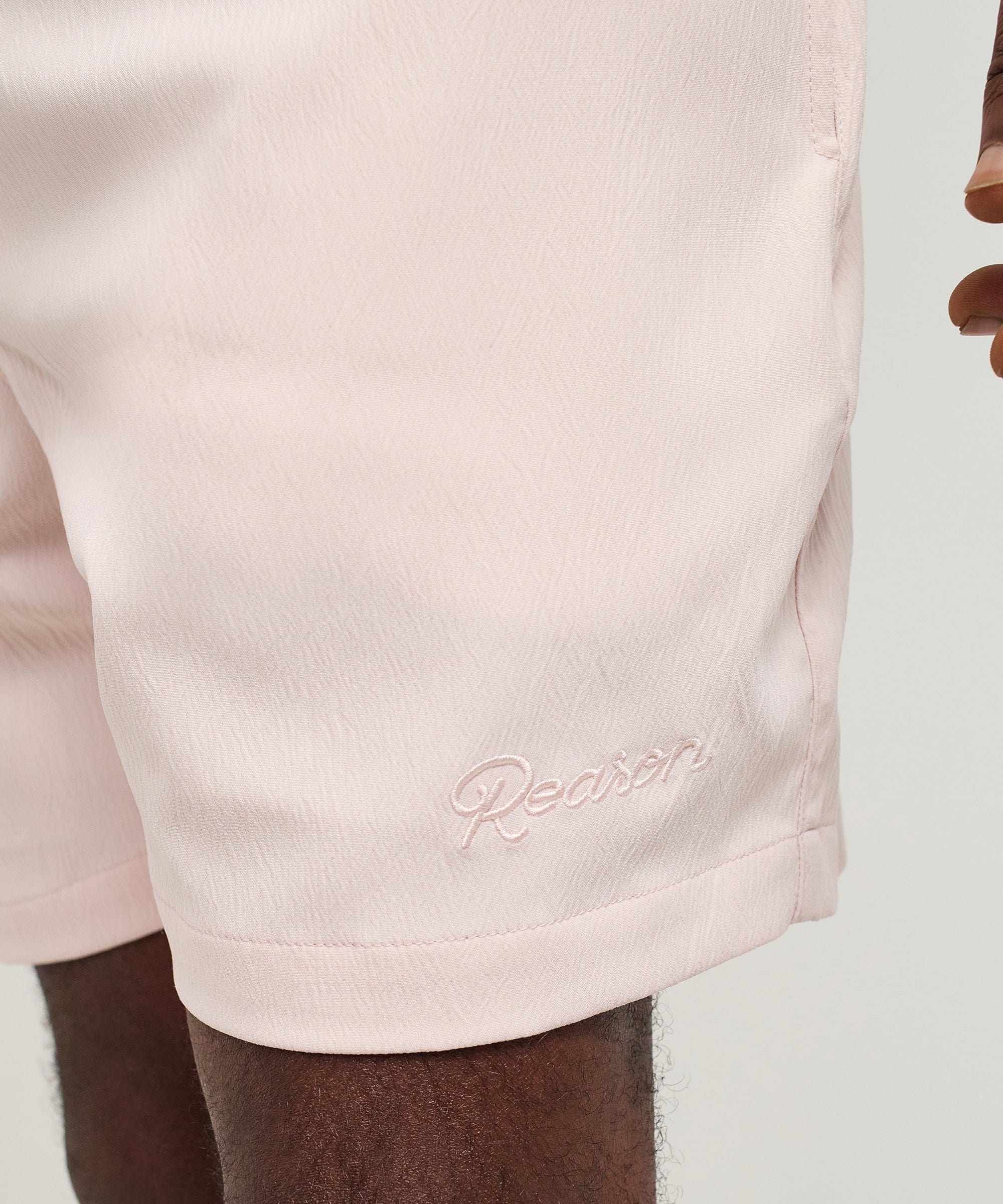 Spritz Embroidered Texture Woven Shorts - Tan - Image 4